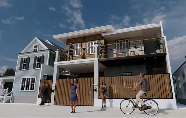 Design rendering of a proposed extension and improvement of a two-storey house